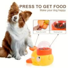 1pc Interactive Duck-Shaped Dog Food Dispenser Toy - Manual Press Feeder For Small, Medium, Large Dogs, Durable Plastic Puzzle Toy With Orange Beak And Feet, No Batteries Required, All Breed Sizes