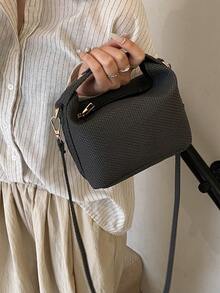 Koreanischer Stil Sommer Lock Mini Tasche für Damen, Lässig Handtasche, Umhängetasche, Umhängetasche - Schwarz - Übersicht 5