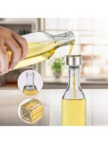 SAEIV Vinegar And Oil Bottle Set (4 X 500 Ml) With Warm Yellow Bamboo Rack, Oil Bottle With Pourer, Oil Dispenser With Label, Oil Pourer, Funnel, Pen, Helps To Organize Kitchen Oil And Vinegar Dispensers Neatly - 4 500ml Oil Bottles With Stand - View 5