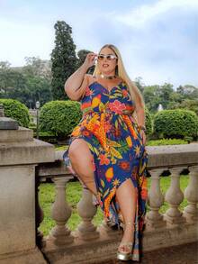 Long Winter Dress In Printed Viscose With Thin Straps, Lining And Slit – Sophisticated Casual Style (Alice) - Blue - View 2