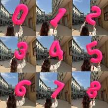 Bóng bay huỳnh quang số 0-9 40 inch, bóng bay số neon màu hồng, thích hợp cho tiệc sinh nhật, tốt nghiệp, đám cưới, kỷ niệm, giáng sinh, năm mới, trang trí tiệc phát sáng, chụp ảnh tự động - Hồng - Xem 11