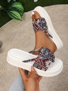 Nuevas sandalias de playa con suela gruesa y estampado floral, suaves y cómodas, de uso versátil - Multicolor - Ver 4