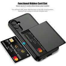 Compatible With Samsung S25 Ultra S24 Ultra S23 Ultra A35 A55 A56 Case Wallet Case Card Slot Holder Dual Layer Hard Cover Compatible With IPhone 15 14 13 12 11 16 Pro Max Plus Case Waterproof Shockproof Anti-Fall Scratch Resistant - Black - View 2