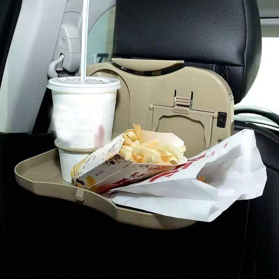 1pc Car Back Seat Table Car Cup Holder Car Folding Table Holder Stand Desk Auto Drink Food Cup Tray Car Accessories - one-size - View 1