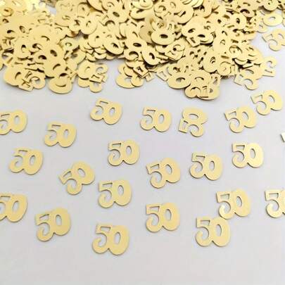 400pcs Paper Confetti, Anniversary Celebration Decor, Suitable For 50th Anniversary, Birthday Table Decor, Etc.