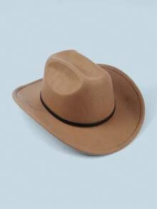 1pc Unisex Solid Color Woolen Cowboy/Cowgirl Hat With Leather Belt Buckle Decor, Versatile Novelty Gifts, Wide Brim Fedora Hats Suitable For Western Themed Parties, Engagements, Graduations, Performances, Celebrations - Top Hat - View 11