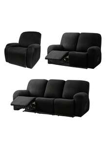 4-Trozo Funda Sofá Reclinable Elástica Y Dividida,Funda para Sillon Impermeable,Antideslizante.Elástico y Lavable - Café integral - Ver 11