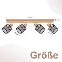 homefire Ceiling Spotlight 4-Flame Ceiling Lamp Wood - Ceiling Light E14 Spotlight Kitchen Lamp LED Swiveling Vintage Black/White Spotlights For Living Room Bedroom Hallway Kitchen Without Bulbs