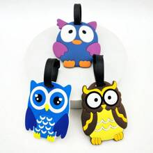1pc/3pcs Cartoon Cat/Owl Luggage Tag Pendant, Unisex Travel Airplane ID Card Anti-Loss Name Tag