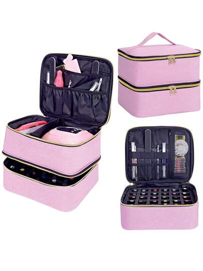 Nail Polish Storage Bag Handbag, Can Hold 30 Bottles, Double-Layer Design, Suitable For Gel And Essential Oil, A Daily Travel Match For Nail Lovers And Nail Artists