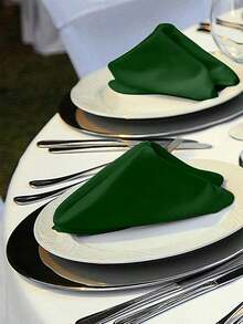 4/8/12/16 Pieces Jade Green Ruffled Satin Napkins -17x17 Inch Square Soft Polyester Wedding Banquet Napkins, Wrinkle Resistant Machine Washed - Dark Green - View 3