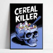 [Nghệ thuật Whimsical Horror Cereal Killer] 1 tấm áp phích nghệ thuật treo tường hình đầu lâu Gothic cổ điển Whimsical Horror Cereal Killer - Không có khung trang trí tường cho phòng khách, phòng ngủ, phòng tắm - Lý tưởng cho tiệc Halloween và ngày lễ - 11,8x15,7 inch - Nhiều màu - Xem 1