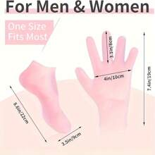 1 套硅胶保湿袜子和手套，适用于脚跟龟裂和粗糙皮肤软化，无香型，足部和手部护理，个人美容和指甲护理产品