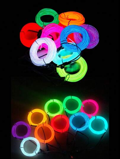Neon Glowing EL Wire With Battery Pack - Perfect For Parties, Coachella, Clubs, Music Festivals And Halloween Decorations