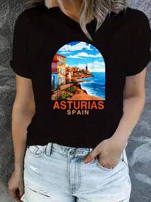 Asturias Travel Traveling Summer Vacation Asturias Spain T-Shirt - Black - View 1