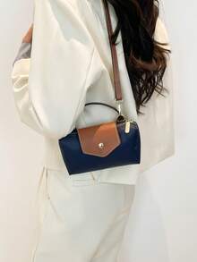 Elegant Solid Color Mini Handbag With Adjustable Shoulder Strap, Ideal Gift Bag For Parties, Galas, Formal Dinners/Banquets, Suitable For Pairing With Party Dresses, Ball Gowns, Also Suitable For University/College Classrooms, Holidays, Outdoor Activities, Travel, Sports Venues, Especially Suitable For Women, Girls, College Students - Navy Blue - View 6