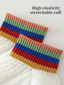 5 Pairs Princess Polka Dot, Ruffle Striped Colorful Lace Girls Socks - Breathable Comfortable Knitted Short Socks, Suitable For Outdoor Activities, Pink And White, Cute Socks - Multicolor - View 6