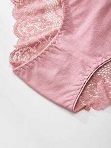 3 piezas Calzones transparentes de cintura alta para mujer, ropa interior sexy con encaje en triángulo