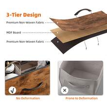 Somdot Nightstand Dresser With 5 Drawers Chest Of Vertical Fabric Storage Cabinet Dresser For Bedroom Office Laundry Closet Entryway Hallway Nursery Room - 紅木色 - 查看 6