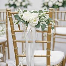 1 peça/6 peças de flores artificiais, cadeiras de corredor de casamento decoradas com rosas artificiais, decoração elegante para assentos de banco de igreja, adequada para cerimônias de casamento, recepções, Natal, Dia dos Namorados, banquetes, aniversários, festas e ocasiões especiais, presentes de verão, praia, volta às aulas, material escolar, decoração de quarto - Multicolorido - Ver 4