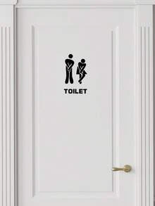 1 件 PVC 墙贴，趣味防水可移除马桶座入口标志贴花浴室门装饰，厕所贴纸，贴纸，墙贴花，家居装饰乙烯基贴花，春季装饰品让您的家焕然一新，拉玛装饰贴纸 - 黑色 - 查看 1