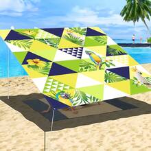 1 件热带植物与几何图案遮阳篷，轻盈舒适，热带度假风格，100% 涤纶，矩形，防水，防紫外线，适用于户外花园、露台、海滩、夏季，附赠尼龙绳 - 彩色 - 查看 10