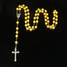 1pc Fashionable Vintage Rosary Necklace With Cross & Beads, Versatile Design Suitable For Party And Everyday Wear