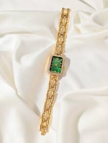 1pc New Arrivals Square Dial Women Watch, Elegant Fashionable Style With Roman Numerals And Rhinestone, Suitable For Party,Holiday,Birthday,The Best Gift Watch For Ladies