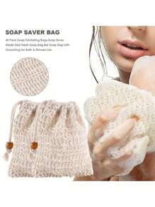 Natural Sisal Soap Bag, Exfoliating Saver Pouch, Bath And Shower Holder, 50 Pcs, 40 Pcs, 20 Pcs, 10Pcs