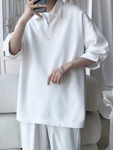 Men Plus Size Polo Shirts - White - View 5
