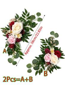 2pcs Artificial Gray Rose Wedding Arch Flowers, Wedding Welcome Sign Decor & Arch Flowers, Suitable For Wedding Reception (Gray Rose And Blush) - Multicolor - View 11