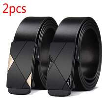 1/2/3件/套 男士休闲黑色自动扣皮带 - 时尚商务风，送给丈夫或男友的理想礼物，PU材质，适合夏季、秋季、万圣节、秋冬季等各种场合，也适合青少年、青年、男士，休闲、户外、运动、度假、毕业、生日、日常穿着。 - 黑色 - 查看 18