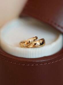 BALMORA 1 对简约奢华 S925 纯银镶锆石耳夹耳环，女士礼物 - 金色 - 查看 4