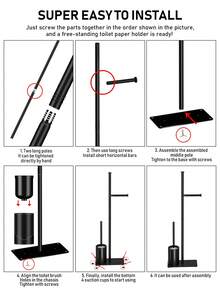 Space-Saving Bathroom Organizer Box, Floor-Standing Toilet Paper Holder With Cleaning Brush And Tissue Rack, Moisture-Proof Wall-Mounted Storage Rack For Easy Access - Multicolor - View 8