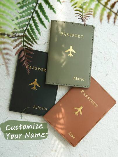 Takeoak Custom Hot Stamping Name Passport Holder Customized Gold Monogram Name Leather Passport Cover Customize Travel Accessories Handmade Elegant Document Card Chic Travel Gift Birthday Bridesmaid Gifts Unique, Customized, Ideal Gifts For Her, Her, Family, Friends, Girlfriend, For Holiday/ Vacation, For Outdoor S/Outings/Travel/Hiking/Stadium/Sports/Climbing, For Business/Commute/Work/ Office, School Supplies, Back To School, For Teacher Gifts, For Dorm Rooms, Chic Autumn, Urban Chill,New Year Glamour