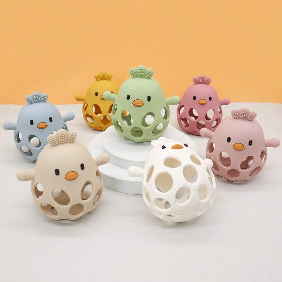 1pc Silicone Hollow Chicken Baby Teething Toy - Multicolor - View 1