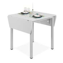 Jooli H Folding Dining Table, Drop Leaf Extendable Kitchen Table For Small Spaces, Seats 2-6 People, Grey, 120x70x76cm - Grey - View 3