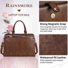 NEWHEY Laptop Bag For Women 15.6 Inch Laptop Tote Bag Leather Work Bag Waterproof Briefcase Business Office Computer Bag Large Capacity Handbag Shoulder Bag - Rust Brown - View 7