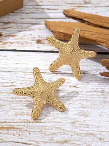 1 对欧美简约几何不对称海星形百搭耳钉女士耳环，热销