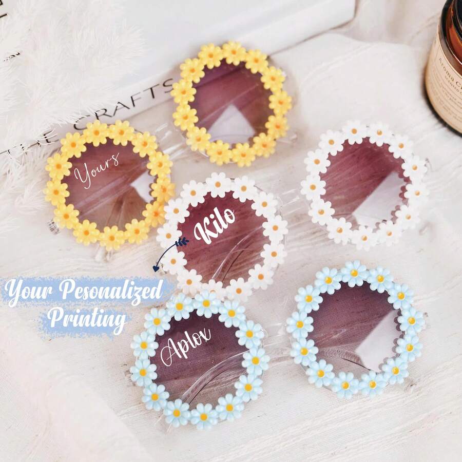 Customized Flower Sunglasses For Adult, Thoughtful Gift For Flower, Sunglasses For Wedding Guests Of All Ages Flower, Party Favors, Retro Sunglasses, Flower Sunglasses, Flower Proposal, Gifts, Groovy Sunglasses, Groovy Party, Two Groovy, Sunglasses, Retro Party, Personalized, Flower Sunnies - Multicolor - View 1
