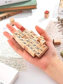 1 Set Of Vintage Number, Weather Pattern Wooden Stamps, Personalized Design Exquisite Wooden Crafts Wooden Stamps For Date Filling Tools For Calendars And Notebooks