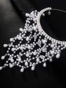 A Simple Fashion Mesh Hat Headband Pearl Headband Bohemian Retro Headdress Female Jewelry Accessories Summer New Products 2025 - Silver - View 3