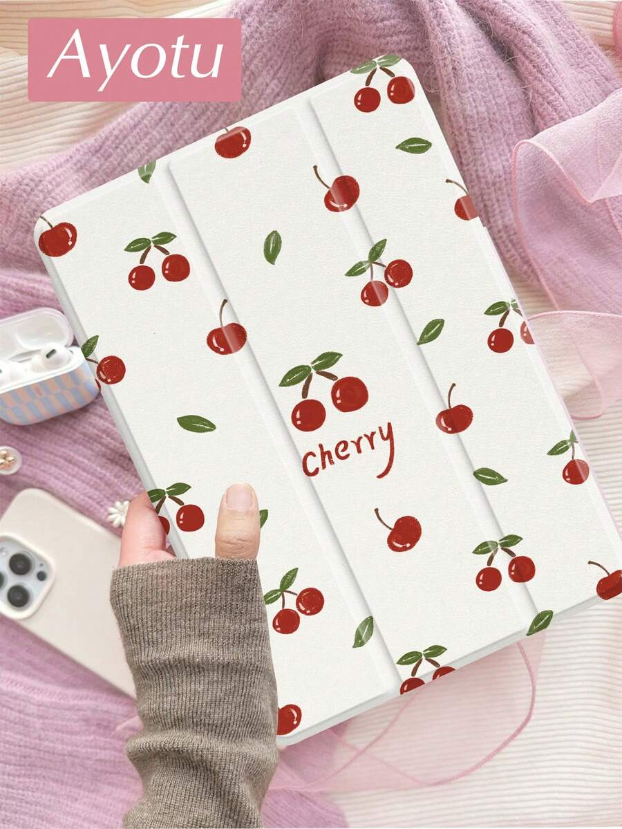 Ayotu Cherry 保护壳兼容 iPad 10.2 英寸 2021/2020 iPad 第 9/8 代/iPad (A16) 11 英寸第 11 代 2025，兼容三星 Galaxy Tab A8 10.5 英寸 2022，Tab 保护套，带笔架，支持自动睡眠/唤醒盖