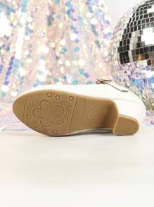 Girls Solid Color Dress Shoes High Heels, New Spring Autumn Korean Style Children Party Shoes