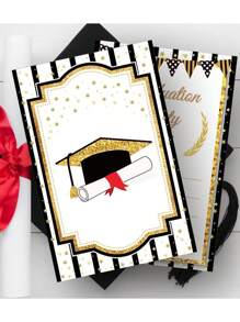 2pcs/Set Graduation Invitation Cards With Envelopes, Graduation Season Party Invitation Cards, Double-Sided Writeable Invitations, Suitable For Graduation Party, Theme Party - Multicolor - View 2