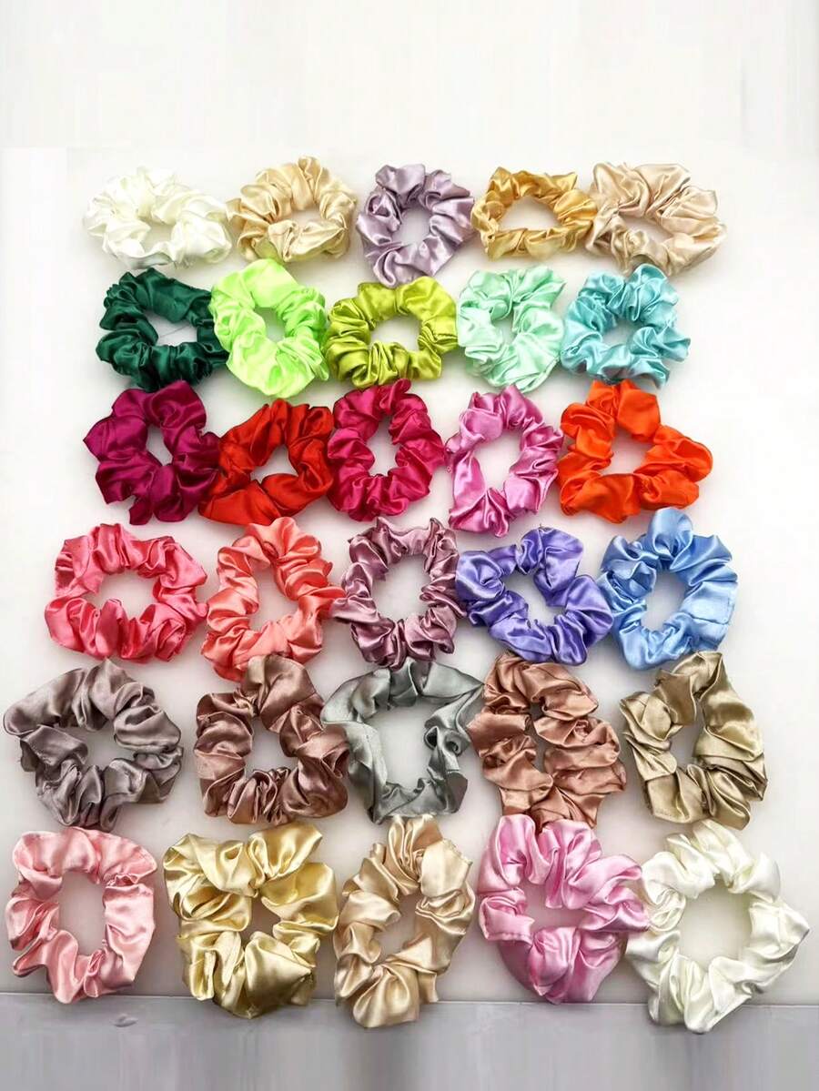 30pcs Colorful Scrunchies Hair Ties, Multi-Functional & Practical - Multicolor - View 1