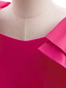 优雅的紫红色蝴蝶结花童礼服，女童晚礼服，公主裙，舞会礼服，婚礼，生日，派对，圣诞节，毕业典礼 - 玫紅色 - 查看 8