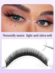 CoMango 12Rows J/B/C 0.07mm Bottom Volume Individual Eyelash Extension Lashes Matte Black Natural Soft Mix5-7mm Lower Lash Bottom Silk Makeup Lash Cilos - Multicolor - View 3