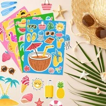 4pcs Summer Party Hawaii Pineapple & Ice Cream Stickers, DIY Party Decorations