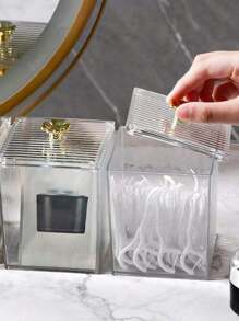 1pc Plastic Cosmetic Storage Box, Minimalist Clear Makeup Storage Box For Home